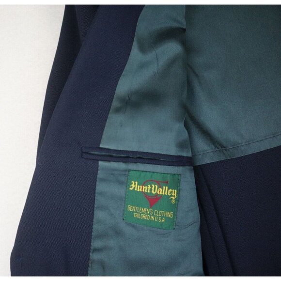 VINTAGE MEN'S BLUE BLAZER GOLD BUTTONS - SPORT COAT - HUNT VALLEY - SIZE 44R - Picture 5 of 9